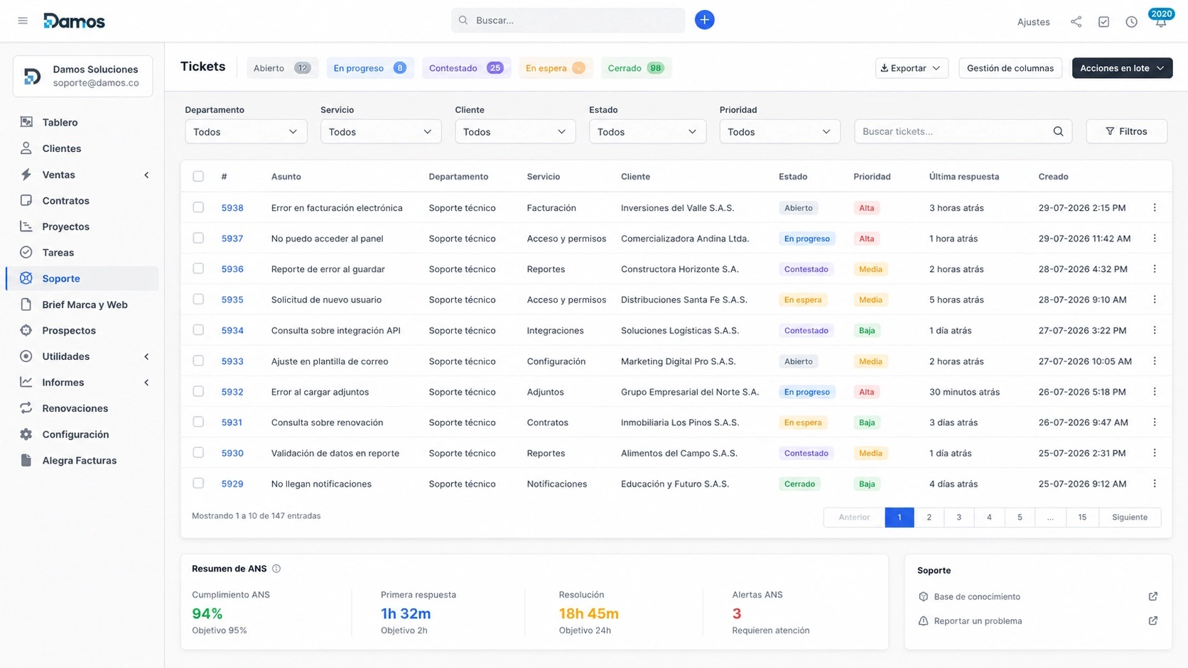 Sistema de tickets y PQRS para gestionar solicitudes de clientes